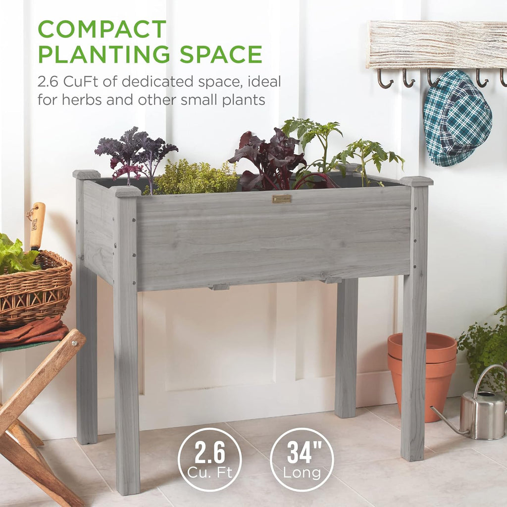 Best Choice Products 72x23x30in Raised Garden Bed, Elevated Wood Planter Box Stand for Backyard, Patio, Balcony w/Divider Panel, 6 Legs, 300lb Capacity - Natural