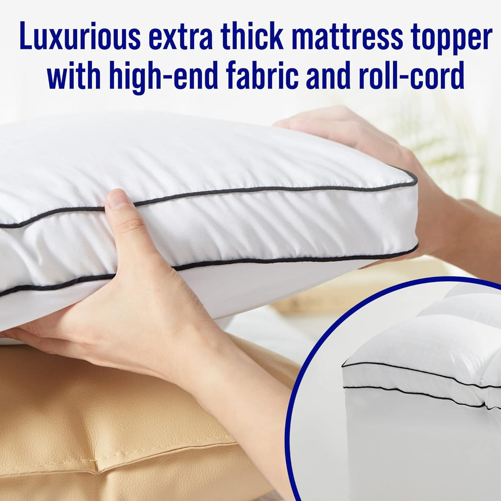 Extra Thick Mattress Topper, Down Alternative Overfill Plush Mattress Pad Cover Topper, Cooling Pillow Top with 8-21Inch Deep Pocket