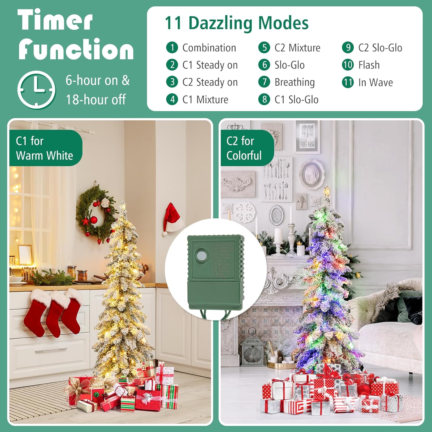 Goplus 7ft Artificial White Christmas Tree Xmas Pine Tree with Solid Metal Legs Perfect for Indoor and Outdoor Holiday Decoration