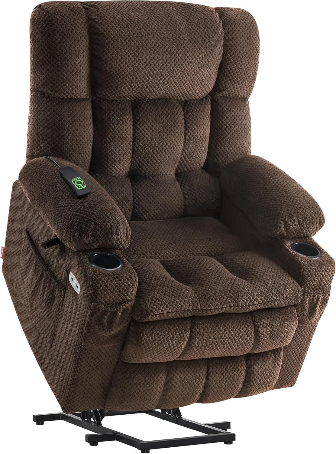 MCombo Dual Motor Power Lift Recliner Chair with Massage and Heat for Elderly People, Infinite Position, USB Ports, Cup Holders, Fabric 7890 (Medium, Yale Blue)
