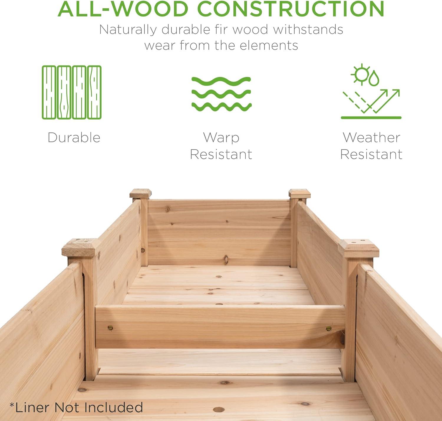 Best Choice Products 72x23x30in Raised Garden Bed, Elevated Wood Planter Box Stand for Backyard, Patio, Balcony w/Divider Panel, 6 Legs, 300lb Capacity - Natural