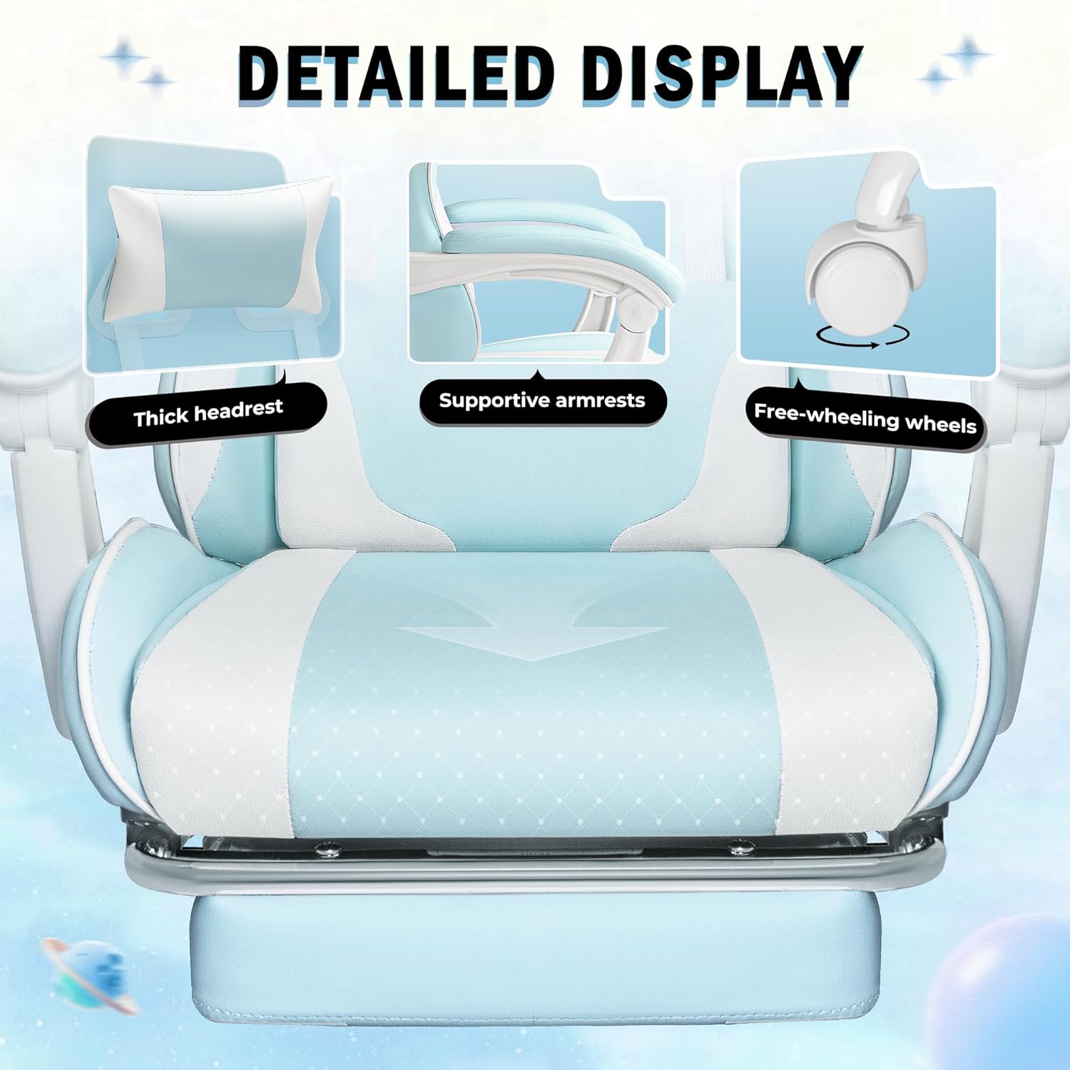 Homall Gaming Chair, Video Game Chair with Footrest and Massage Lumbar Support, Ergonomic Computer Chair Height Adjustable with Swivel Seat and Headrest (Grey)