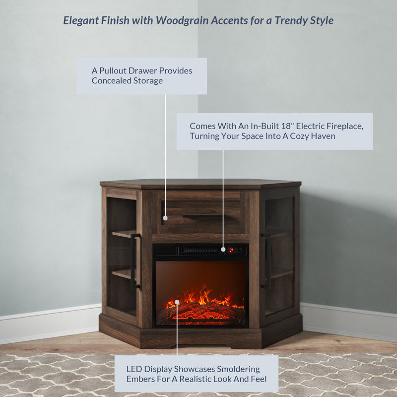 Lakeisha TV Stand for to 43" with Electric Fireplace Included