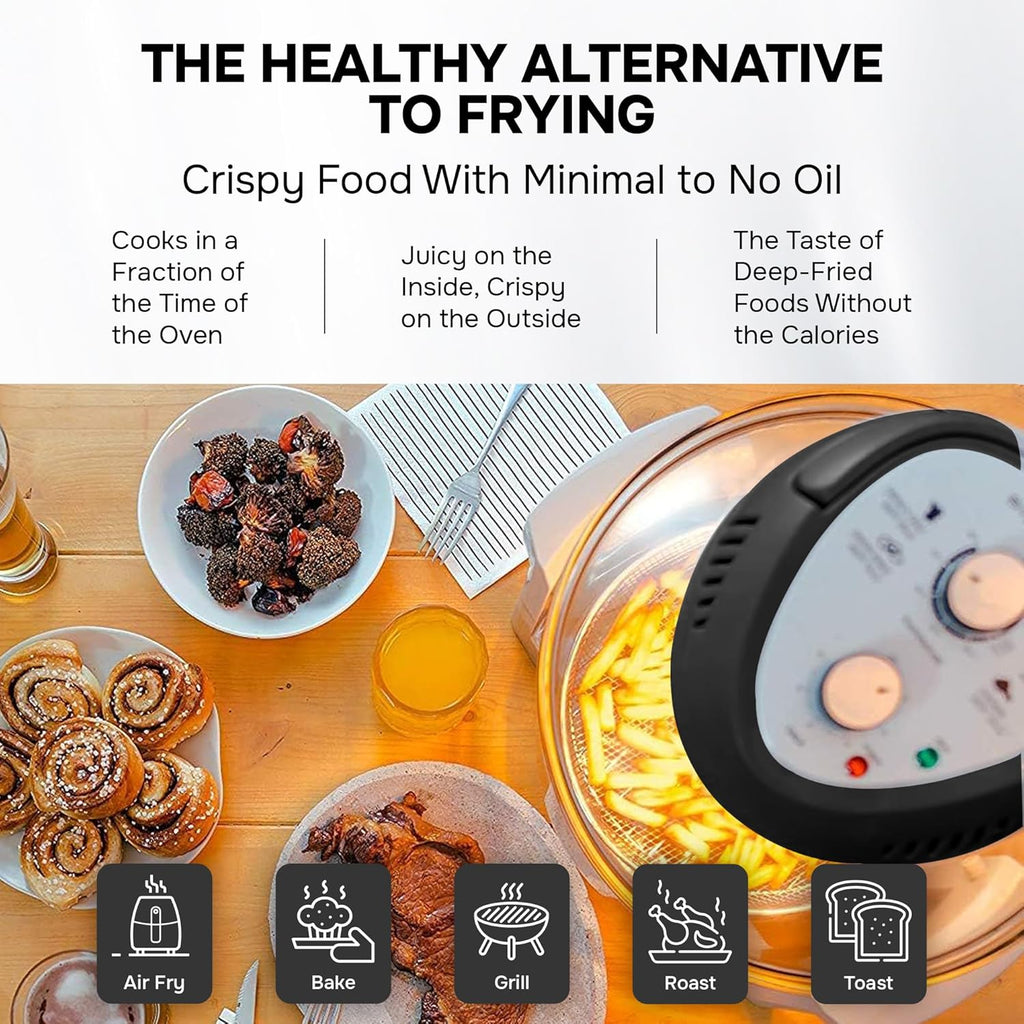 Large Air Fryer Oven – Large Halogen Oven Cooker with 50+ Air Fryers Recipe Book for Quick + Easy Meals for Entire Family, AirFryer Oven Makes Healthier Crispy Foods