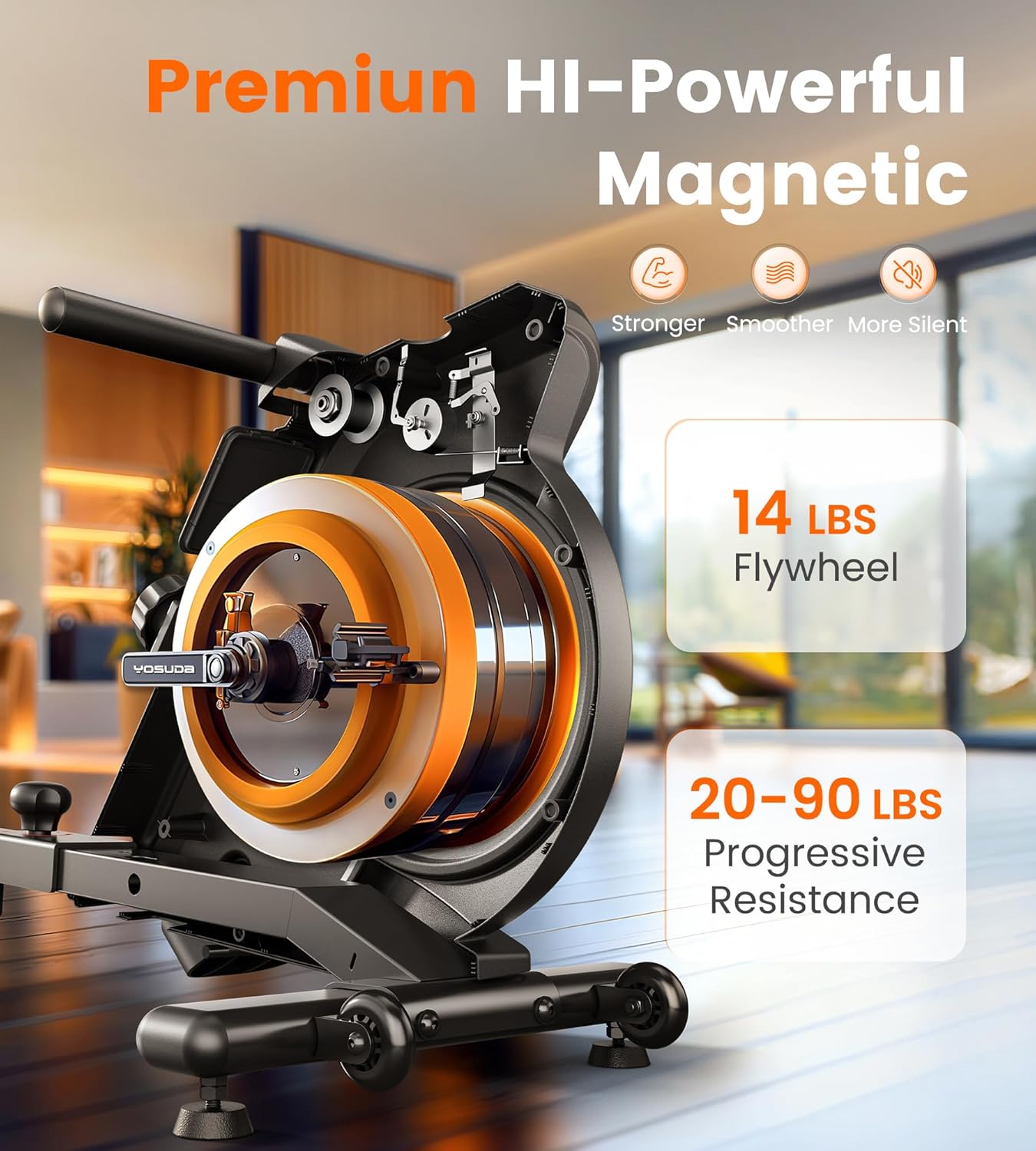 YOSUDA Magnetic/Water Rowing Machine 350 LB Weight Capacity - Foldable Rower for Home Use with Bluetooth, App Supported, Tablet Holder and Comfortable Seat Cushion