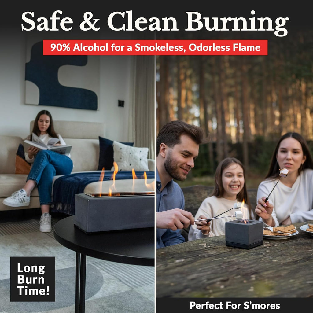 Bio Ethanol Fireplace Fuel 12 x 1 Liter - Bioethanol Fuel Tabletop Fire Pit, Bio Ethanol Fuel for Table Top Fire Pit & Ethanol Fireplaces - Made in USA