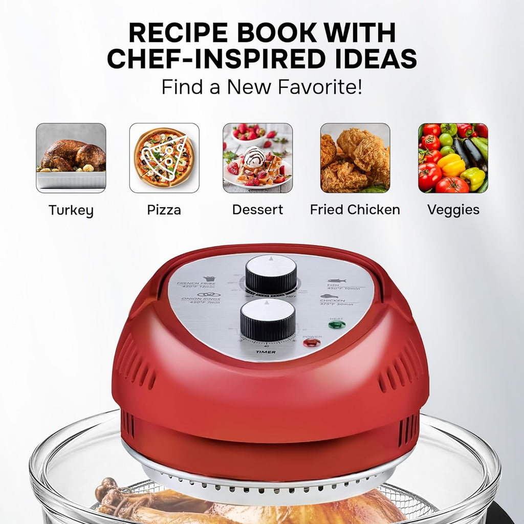 Large Air Fryer Oven – Large Halogen Oven Cooker with 50+ Air Fryers Recipe Book for Quick + Easy Meals for Entire Family, AirFryer Oven Makes Healthier Crispy Foods