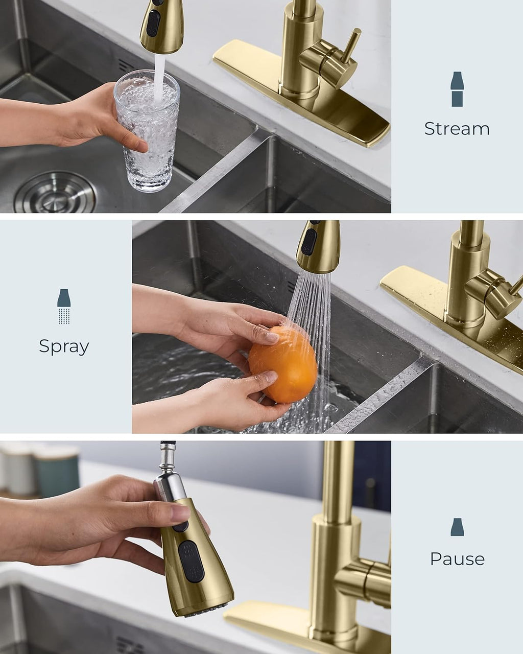 FORIOUS Touchless Kitchen Faucets, Brushed Nickel Kitchen Faucet with Pull Down Sprayer, Single Handle Smart Motion Sensor Kitchen Sink Faucet,Contemporary Hands-Free Sink Faucet for Farmhouse Laundry