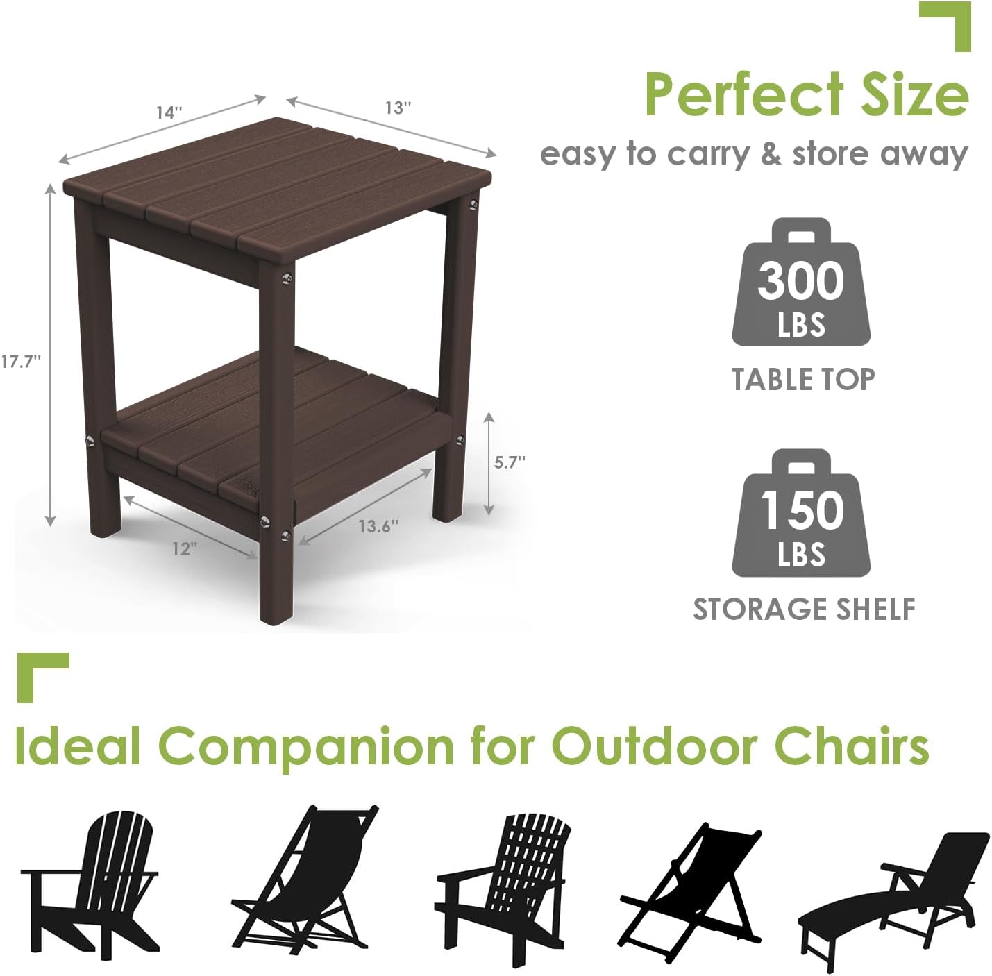 GREENVINES Outdoor Rocking Chairs | Set of 2 | Porch Rocker | HDPE Plastic | Black | Oversized Rockers | High Back | Big & Tall | Ladder Back | for Patio Outside Backyard Balcony Garden