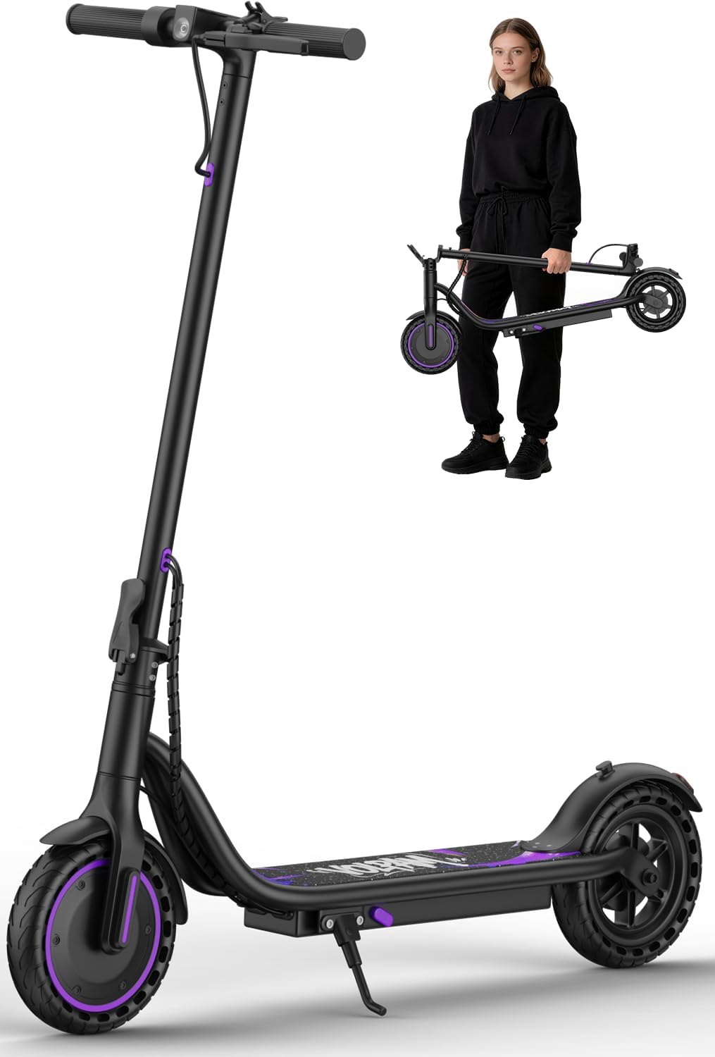 VOLPAM Electric Scooter with 8.5"/10" Solid Tire, 350W/500W Powerful Motor & 19/22 MPH Top Speed, 16/23 Miles Long Range, Folding E Scooter Choice