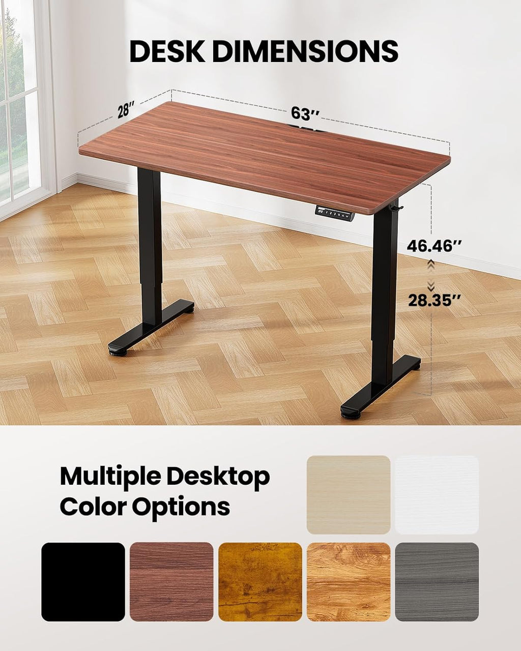 ErGear Height Adjustable Electric Standing Desk, 40 x 24 Inches Sit Stand up Desk, Memory Computer Home Office Desk (Light Vintage Brown)