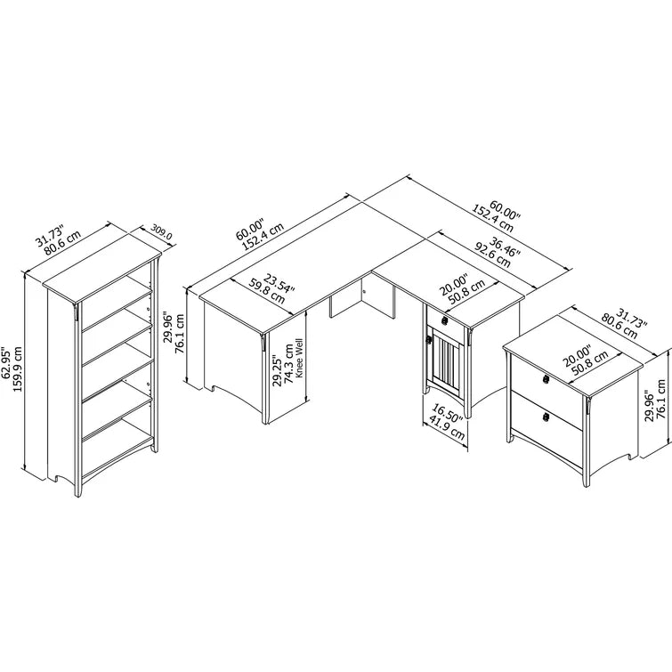 Khadesha 3 Piece Computer Desk Office Set