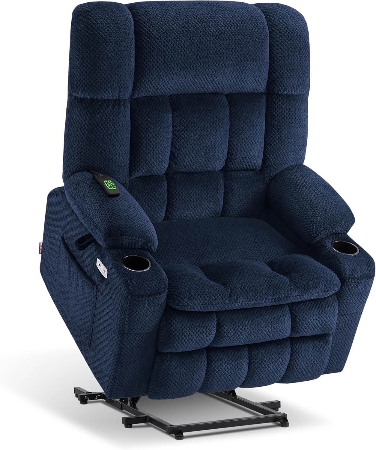 MCombo Dual Motor Power Lift Recliner Chair with Massage and Heat for Elderly People, Infinite Position, USB Ports, Cup Holders, Fabric 7890 (Medium, Yale Blue)