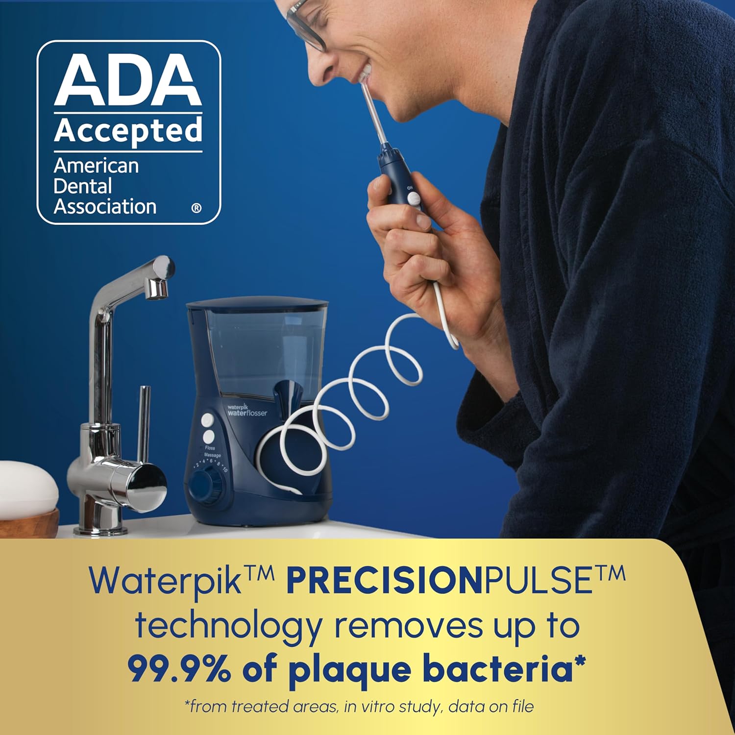 Waterpik Aquarius Water Flosser Professional For Teeth, Gums, Braces, Dental Care, Electric Power With 10 Settings, 7 Tips For Multiple Users And Needs, ADA Accepted, Gray WP-667, Packaging May Vary