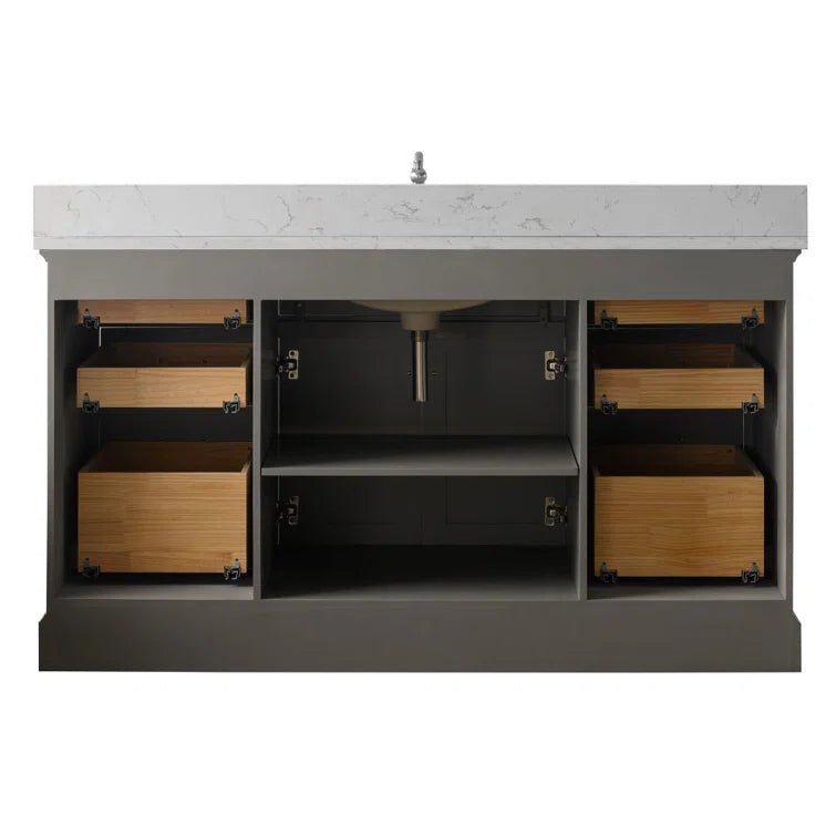 Annaline 60'' Single Bathroom Vanity with Engineered Stone Top