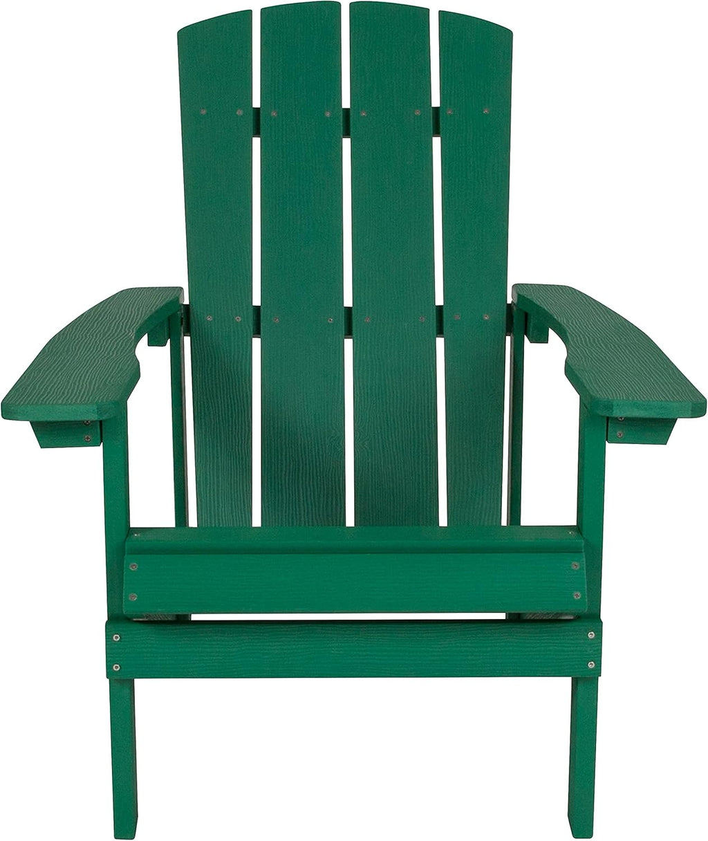 Flash Furniture Charlestown Commercial Grade Indoor/Outdoor Adirondack Chair, Weather Resistant Durable Poly Resin Deck and Patio Seating, Green