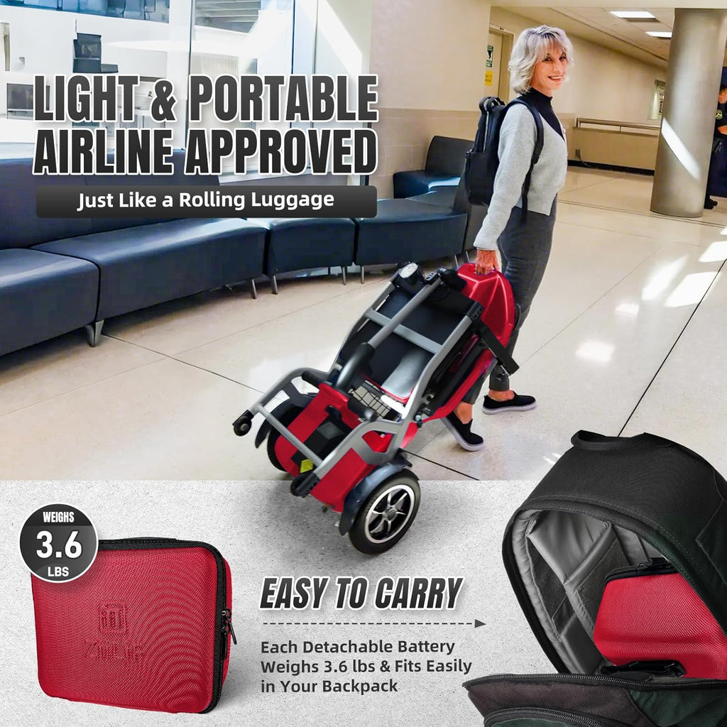R3b-Mobility Scooters for Seniors Adults Ultra Lightweight Electric Powered Folding 4 Wheel Mobility Scooter with Headlight Cup Holder, Compact & Convenient for Travel Airline Approved, Blue