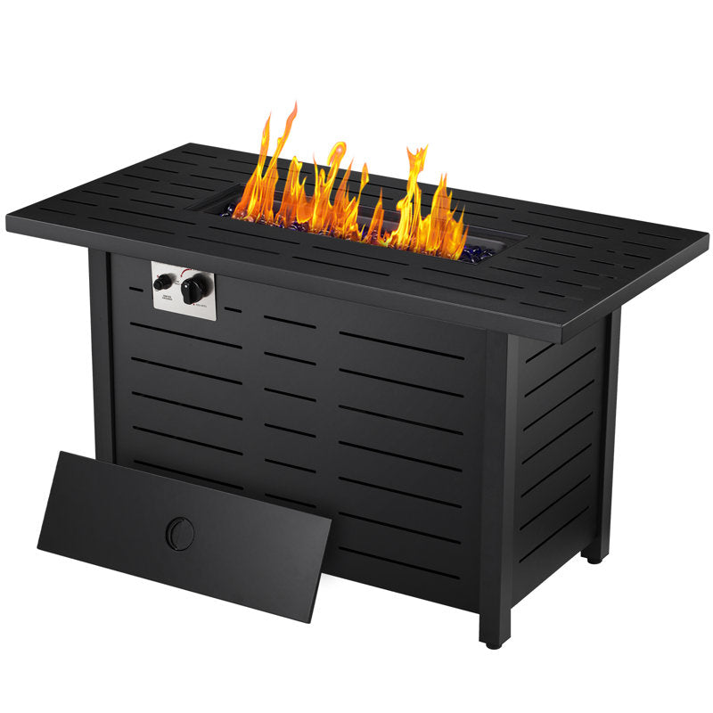 25" H x 43" W Iron Propane Outdoor Fire Pit Table with Cover