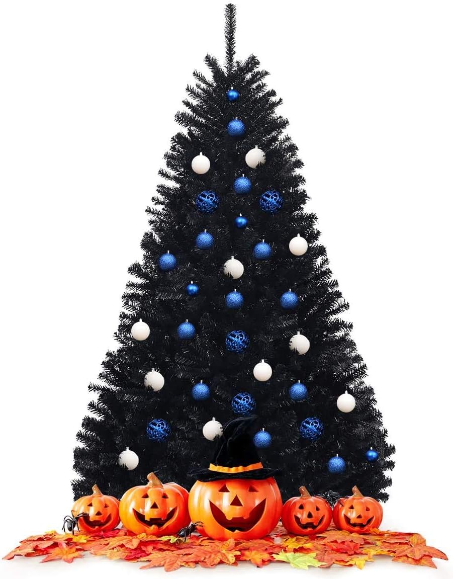 Goplus 7ft Artificial White Christmas Tree Xmas Pine Tree with Solid Metal Legs Perfect for Indoor and Outdoor Holiday Decoration