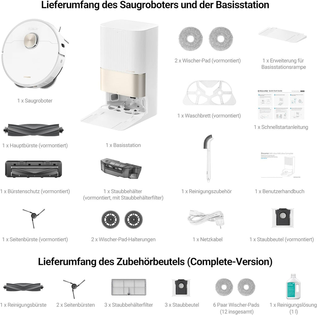 dreame X40 Ultra Complete Robot Vacuum Cleaner with Removable & Lifting Mop