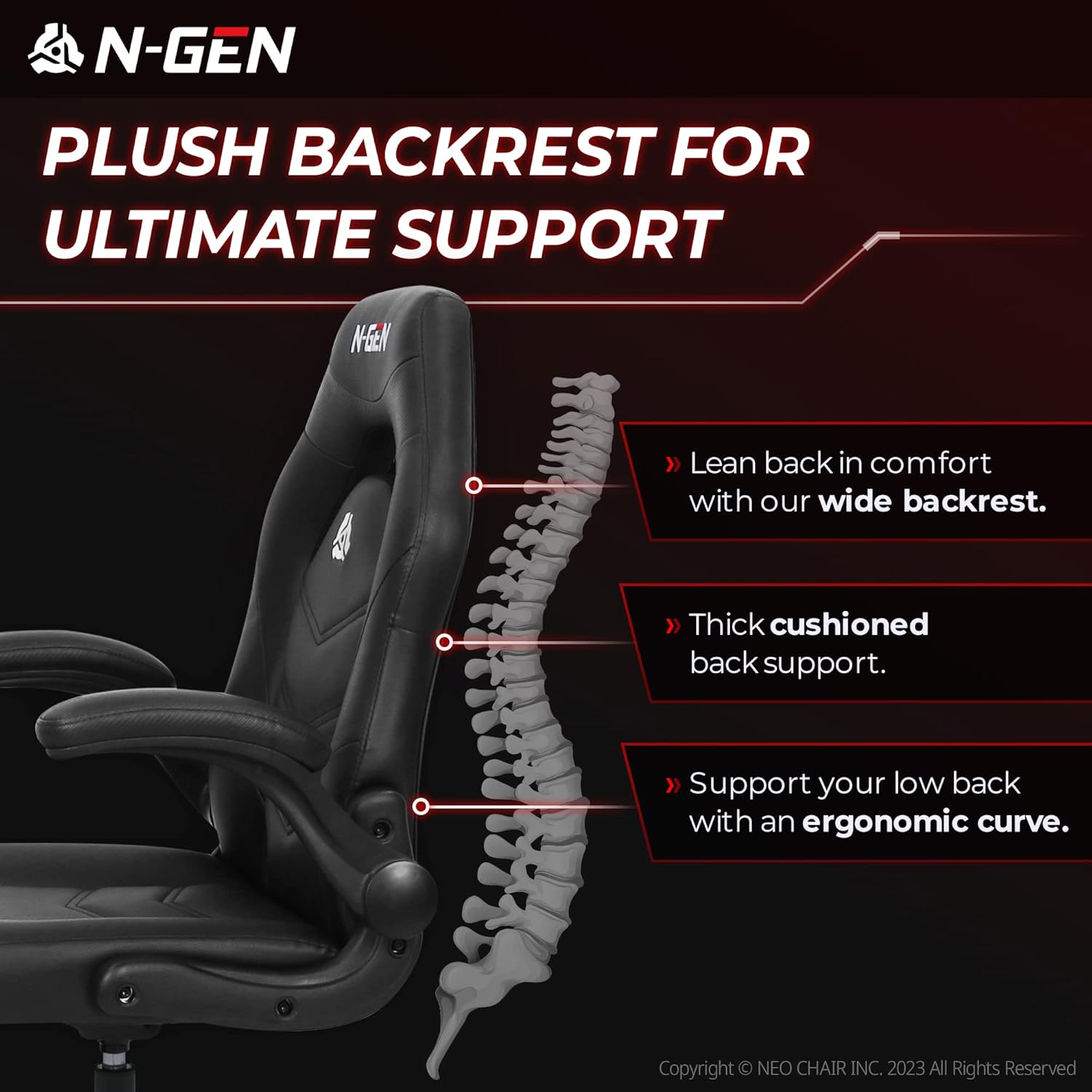N-GEN Video Gaming Computer Chair Ergonomic Office Chair Desk Chair with Lumbar Support Flip Up Arms Adjustable Height Swivel PU Leather Executive with Wheels for Adults Women Men (Pink)