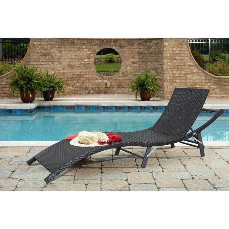 Outdoor Wicker Chaise Lounge - Set of 2 with Table