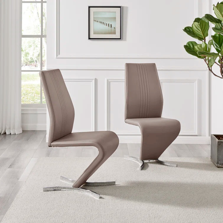 Wilhelm Faux Leather Chrome Feet 'Z' Leg Dining Chairs Modern Design