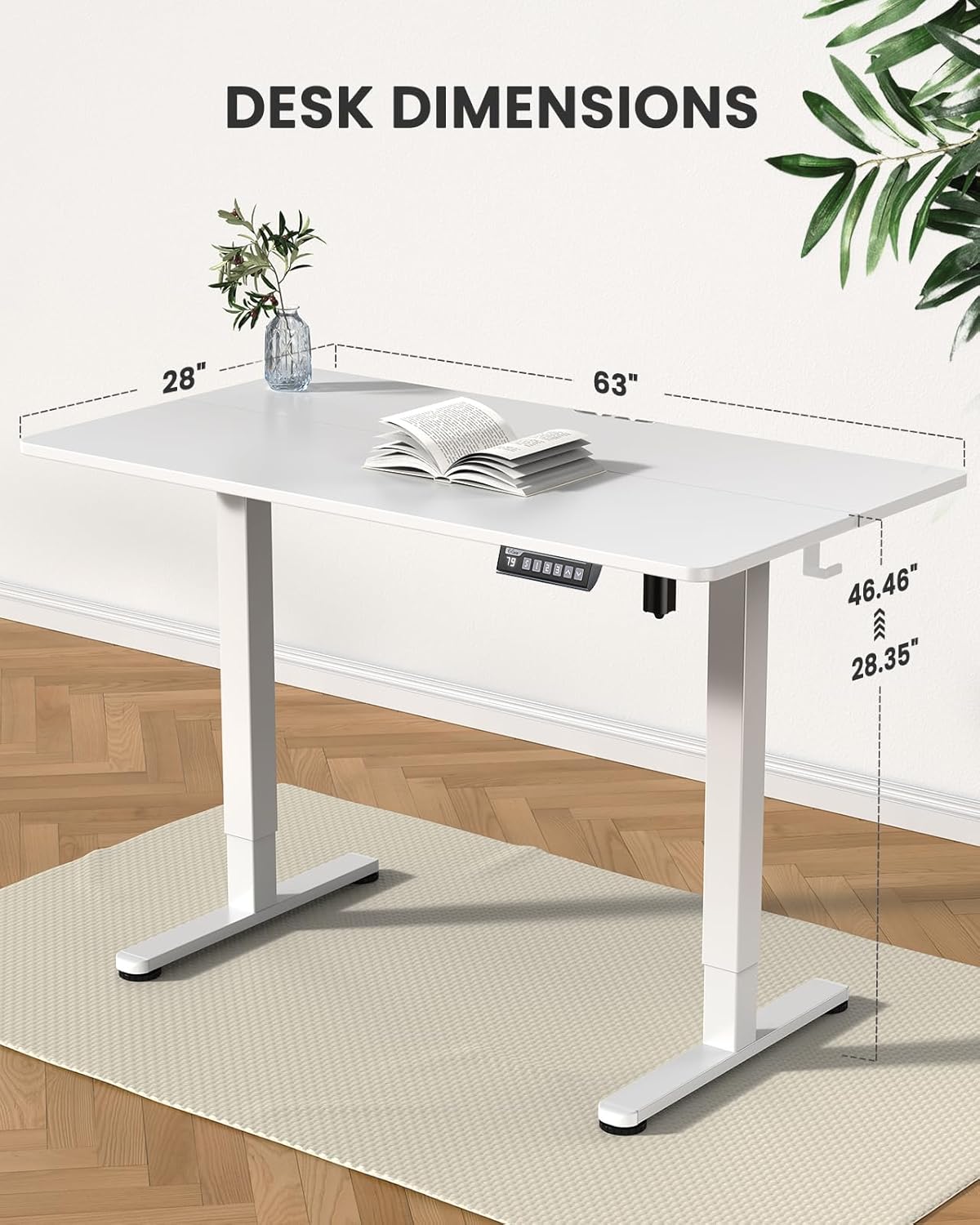 ErGear Height Adjustable Electric Standing Desk, 40 x 24 Inches Sit Stand up Desk, Memory Computer Home Office Desk (Light Vintage Brown)