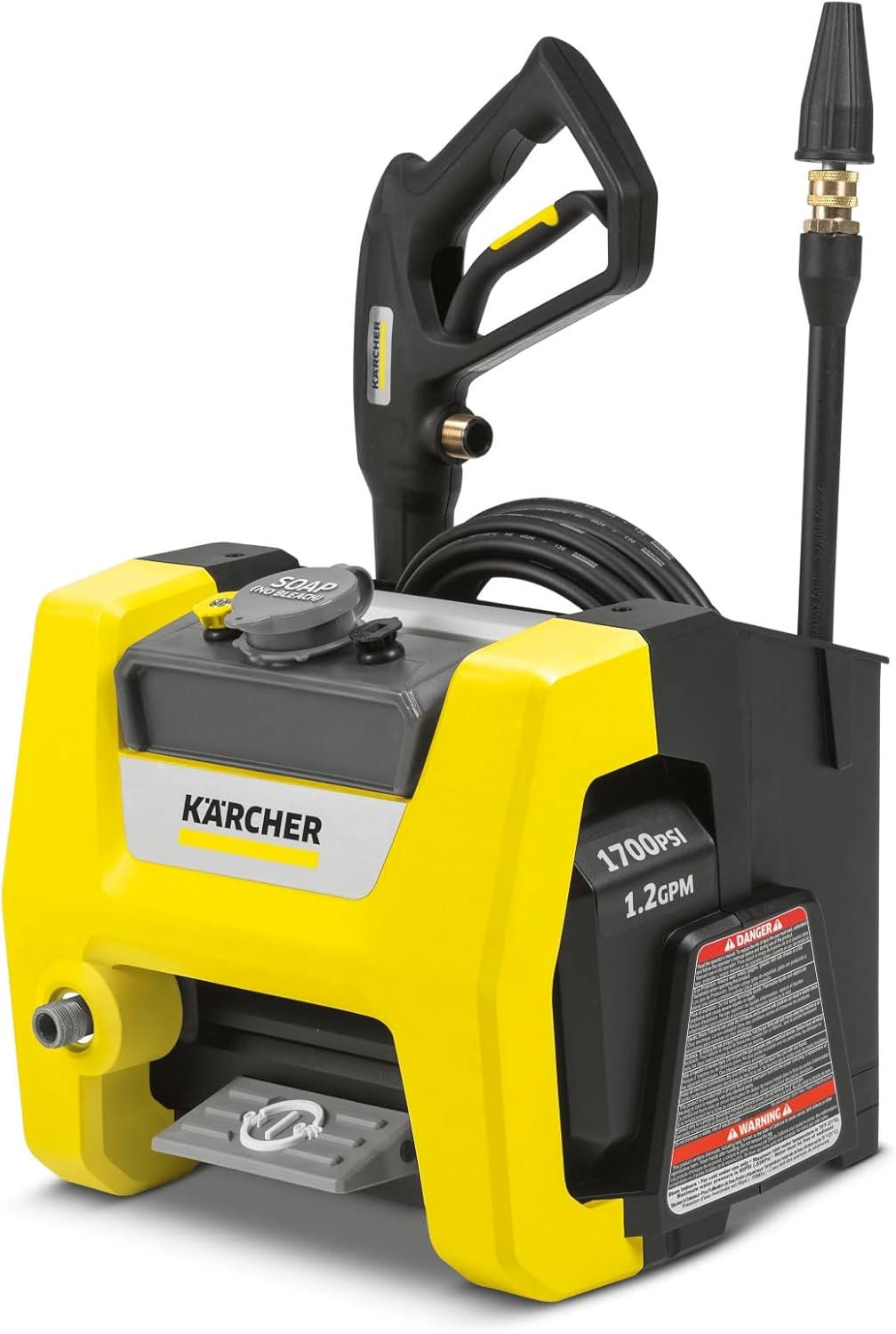 Electric Karcher Pressure Washer K1700, Max 2125 PSI, 3 Spray Nozzles, Detergent Tank, For Cars, Driveways, Siding, Patios, 1.46 max. GPM