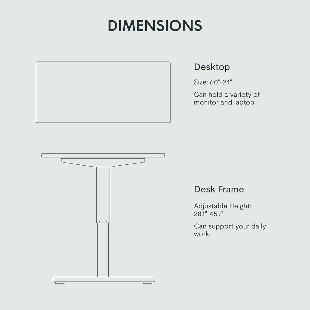 FLEXISPOT EN1 One-Piece Standing Desk 55 x 28 Inch Electric Adjustable Height Desk for Home Office and Computer Workstation (White Frame + 55" Maple Top, 2 Packages)