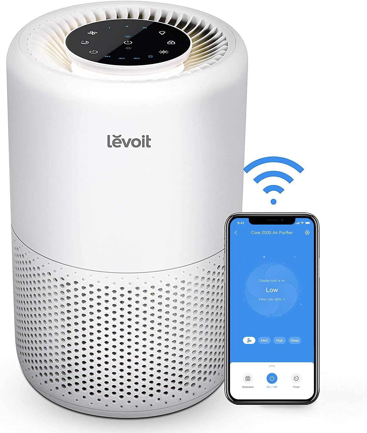LEVOIT Air Purifier for Home Bedroom, Smart WiFi Alexa Control, Covers up to 916 Sq.Foot, 3 in 1 Filter for Allergies, Pollutants, Smoke, Dust, 24dB Quiet for Bedroom, Core 200S-P, White
