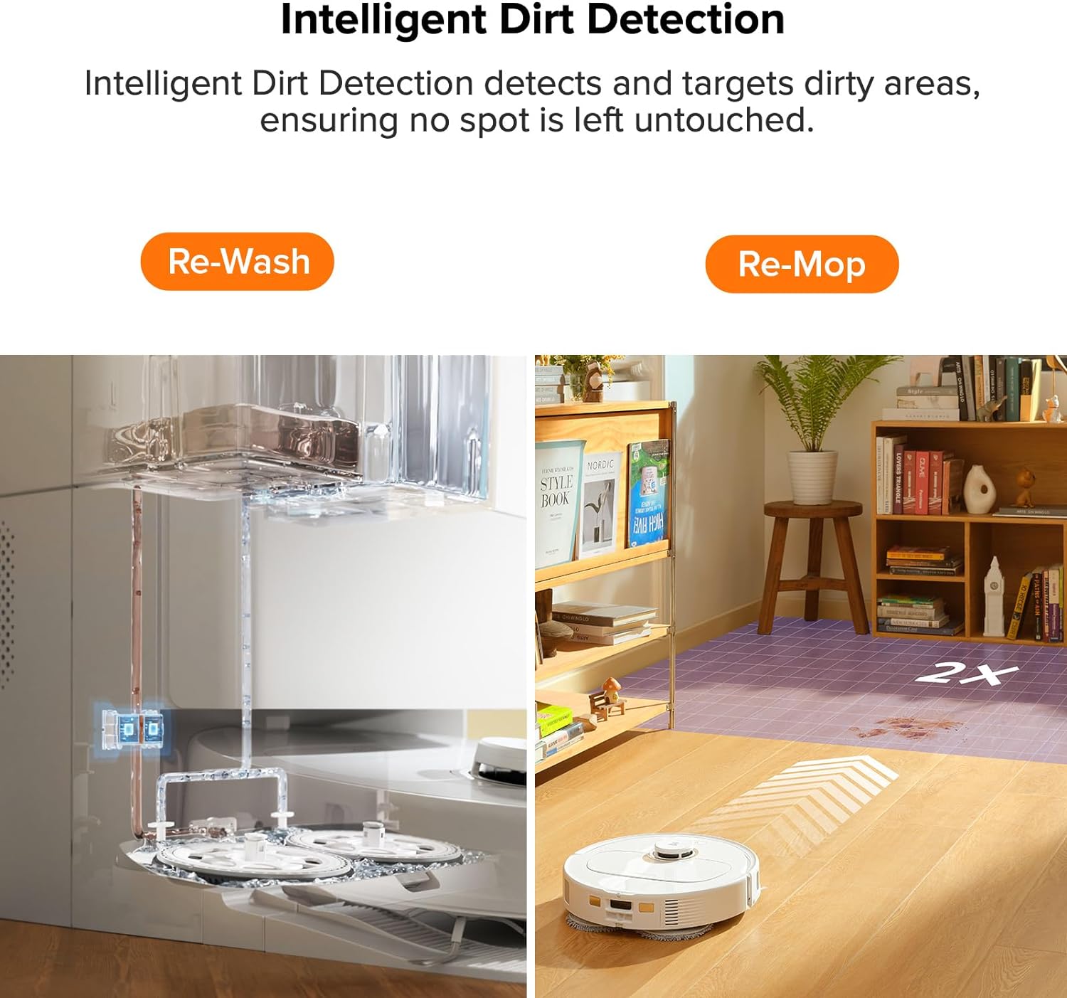 roborock Qrevo S5V Robot Vacuum and Mop, FlexiArm Edge Mopping, 12,000Pa Suction, Dual Zero-Tangle System, Smart Obstacle Avoidance, 10mm Mop Lifting, Auto Mop Washing&Drying, Self-Emptying&Refilling