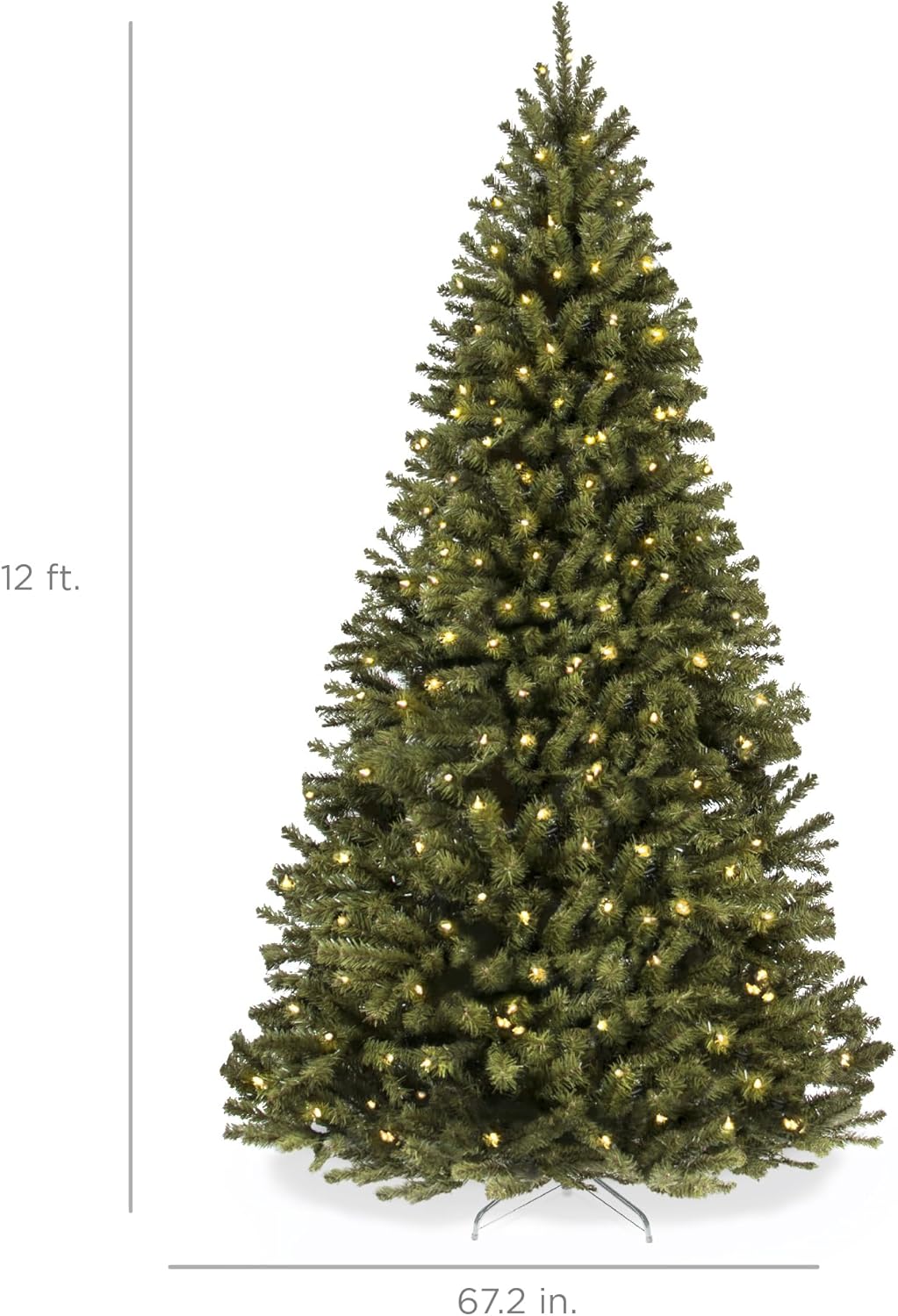 Best Choice Products Artificial Christmas Tree, 6ft Premium Pre-Lit Realistic Spruce Holiday Décor w/Dense Branches, Metal Base - Green Spruce
