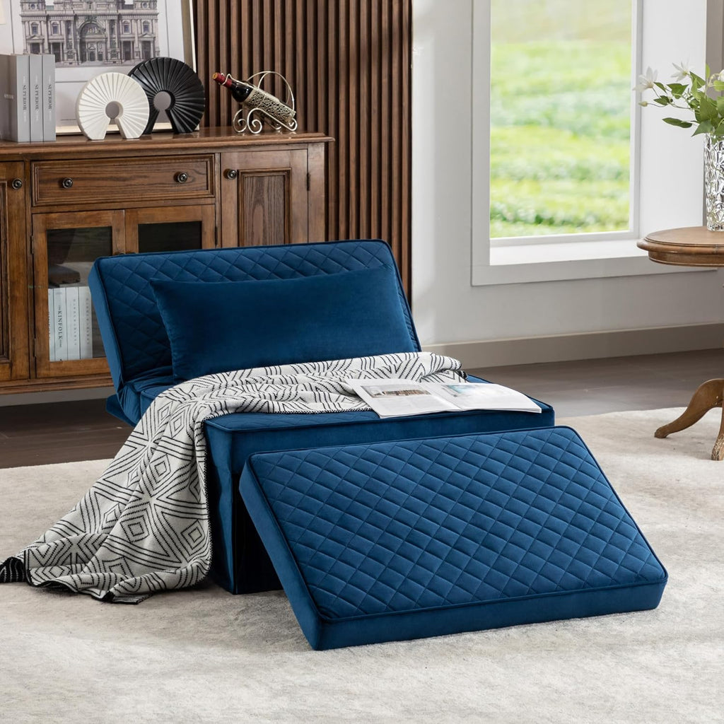 Sofa Bed, 4 in 1 Multi-Function Folding Ottoman Breathable Linen Couch Bed with Adjustable Backrest Modern Convertible Chair for Living Room Apartment Office