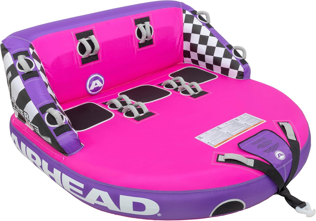Airhead Mable Inflatable Towable Tube, 1-4 Rider Models, Dual Tow Points, Full Nylon Cover, EVA Foam Pads, Patented Speed Valve, Boat Tubes and Towables