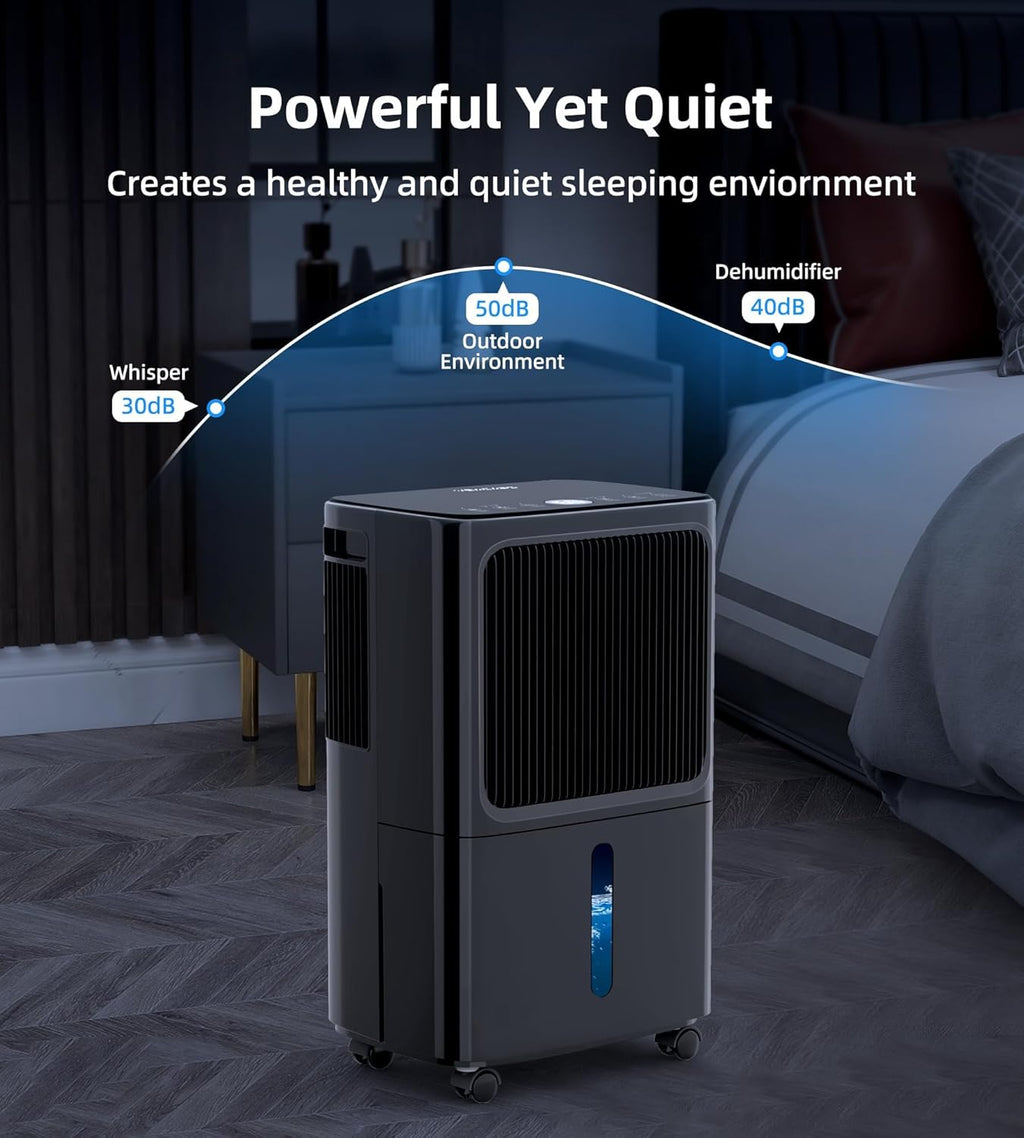 2500 Sq.Ft Dehumidifiers for Home with Drain Hose Max 34 Pints, VEAGASO Dehumidifier for Basement, Large Room, Bathroom, Bedroom, Three Modes, Intelligent Humidity Control, Dry Clothes, 24HR Timer