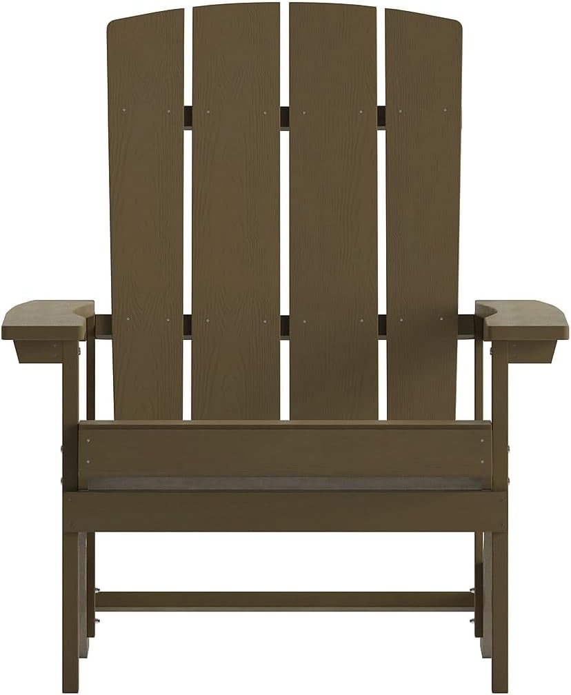 Flash Furniture Charlestown Commercial Grade Indoor/Outdoor Adirondack Chair, Weather Resistant Durable Poly Resin Deck and Patio Seating, Green