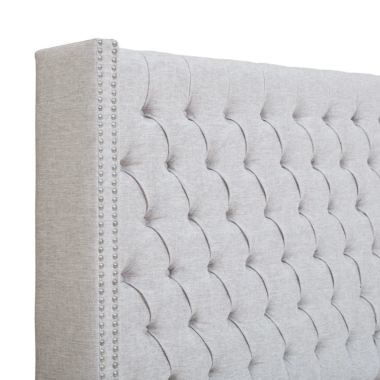 Tickhill Upholstered Wingback Button Tufted Headboard
