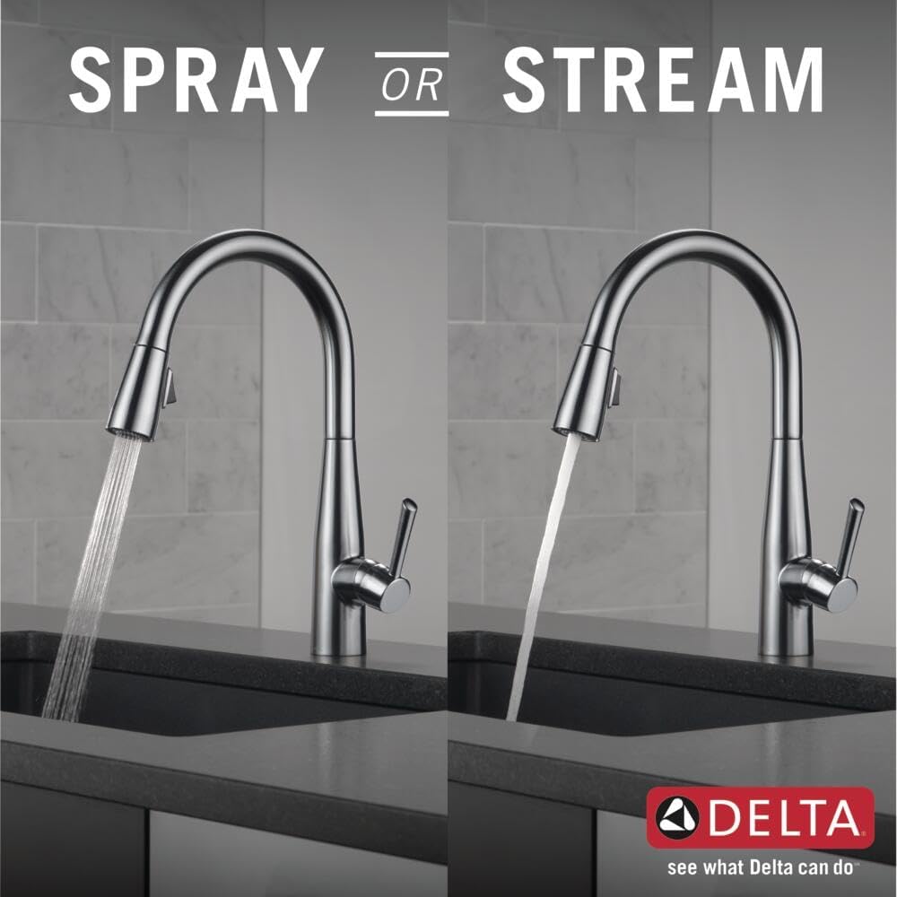 Delta Essa Touchless Kitchen Faucet with Touch Technology, Brushed Nickel Kitchen Sink Faucet with Pull Down Sprayer, Single Hole, Arctic Stainless 9113TL-AR-DST