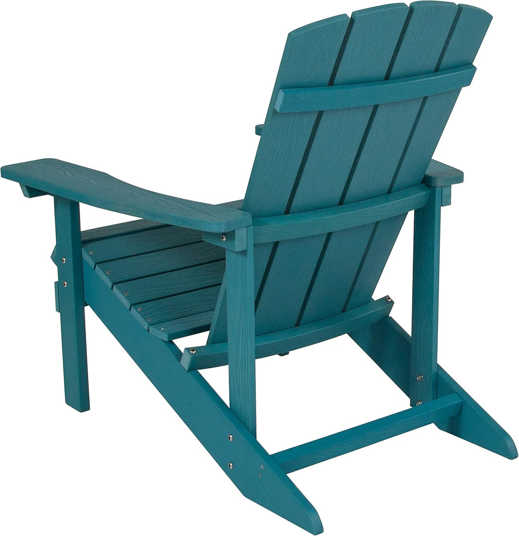 Flash Furniture Charlestown Commercial Grade Indoor/Outdoor Adirondack Chair, Weather Resistant Durable Poly Resin Deck and Patio Seating, Green