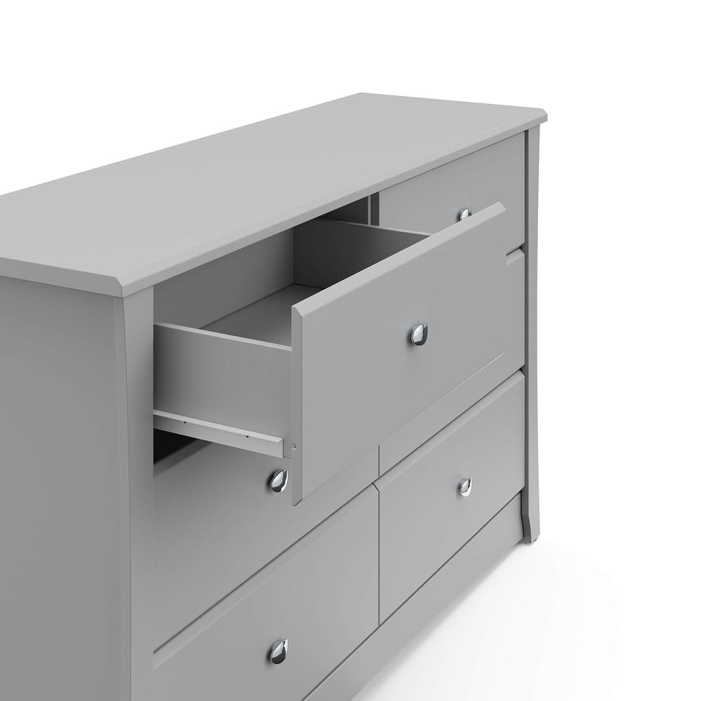 Storkcraft Crescent 6 Drawer Double Dresser (Pebble Gray) – GREENGUARD Gold Certified, For Nursery, Dresser, Kids Nursery Organizer, Chest of Drawers