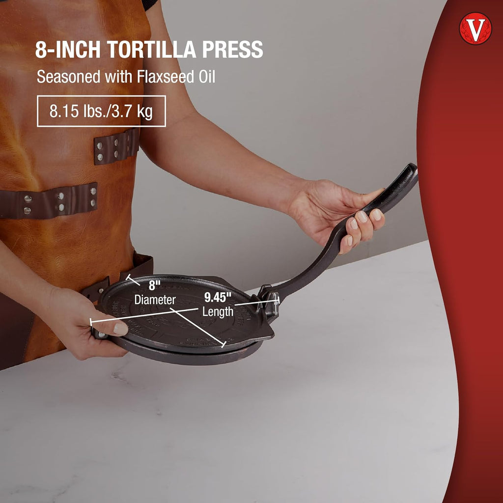 Victoria 10-Inch Commercial-Grade Cast-Iron Tortilla Press, Made from Super-Durable HD Iron, Made in Colombia