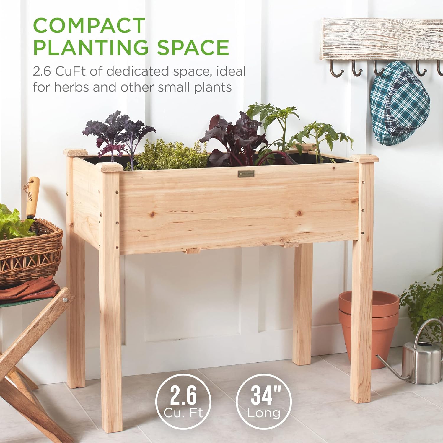 Best Choice Products 72x23x30in Raised Garden Bed, Elevated Wood Planter Box Stand for Backyard, Patio, Balcony w/Divider Panel, 6 Legs, 300lb Capacity - Natural
