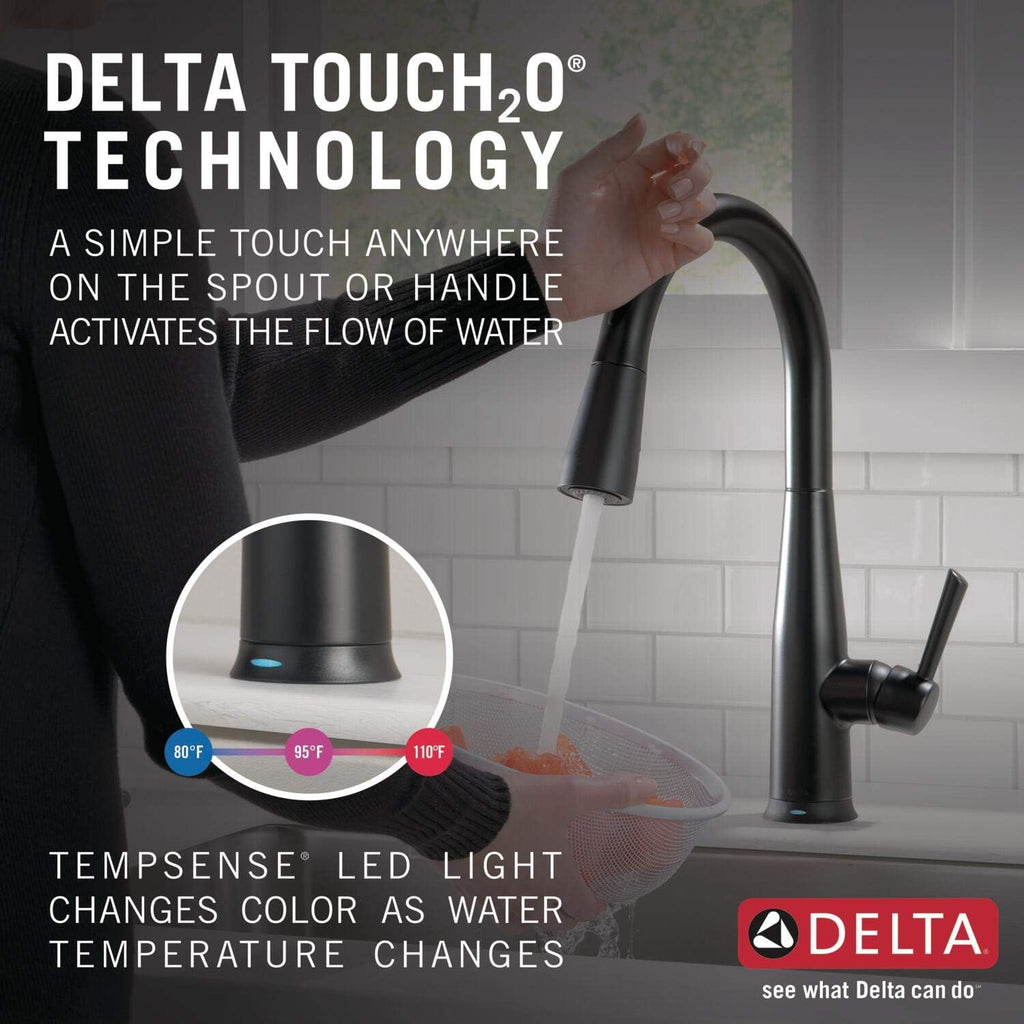 Delta Essa Touchless Kitchen Faucet with Touch Technology, Brushed Nickel Kitchen Sink Faucet with Pull Down Sprayer, Single Hole, Arctic Stainless 9113TL-AR-DST