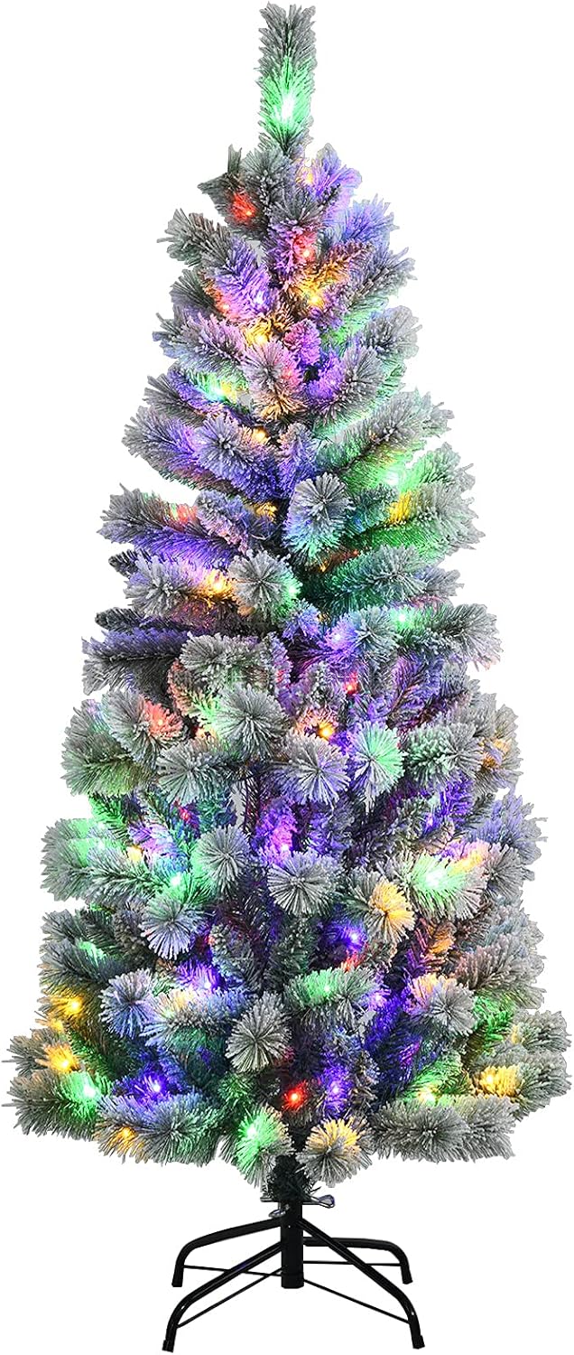 Goplus 7ft Artificial White Christmas Tree Xmas Pine Tree with Solid Metal Legs Perfect for Indoor and Outdoor Holiday Decoration