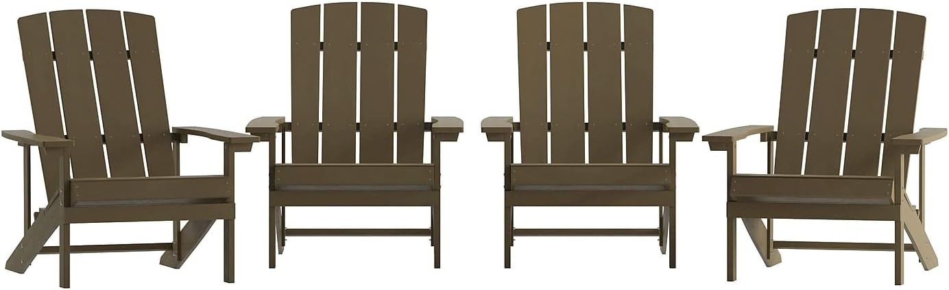 Flash Furniture Charlestown Commercial Grade Indoor/Outdoor Adirondack Chair, Weather Resistant Durable Poly Resin Deck and Patio Seating, Green