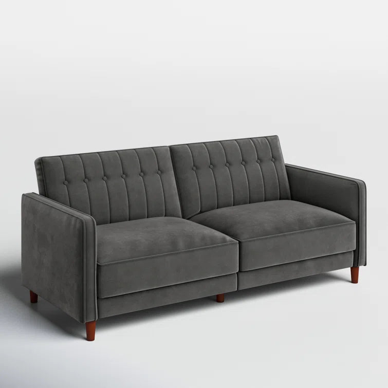 Perdue 81.5" Velvet Square Arm Convertible Sofa