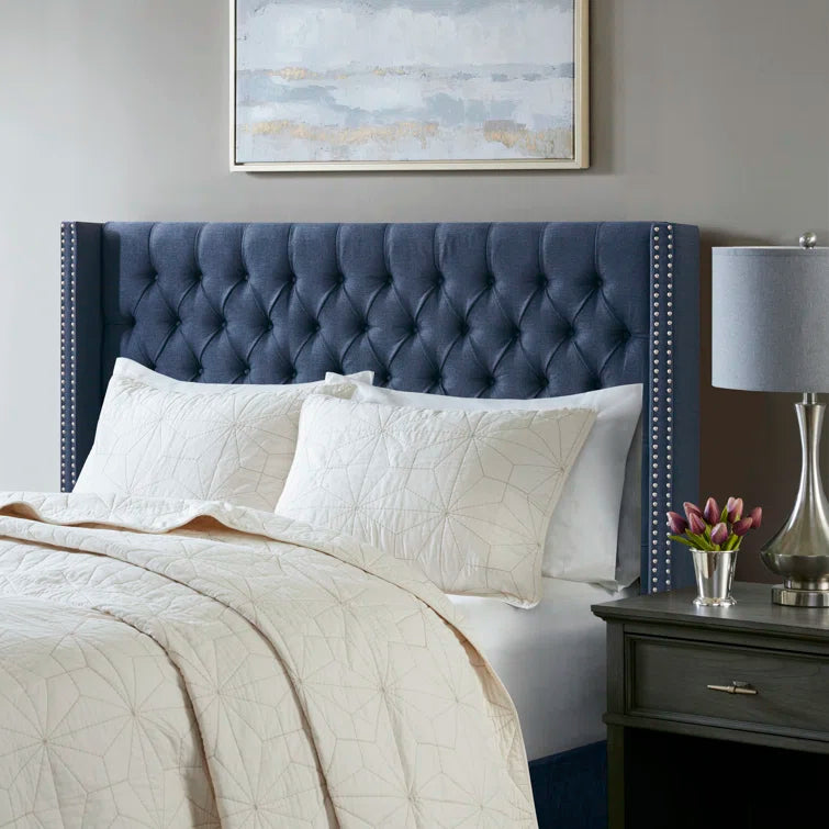 Tickhill Upholstered Wingback Button Tufted Headboard