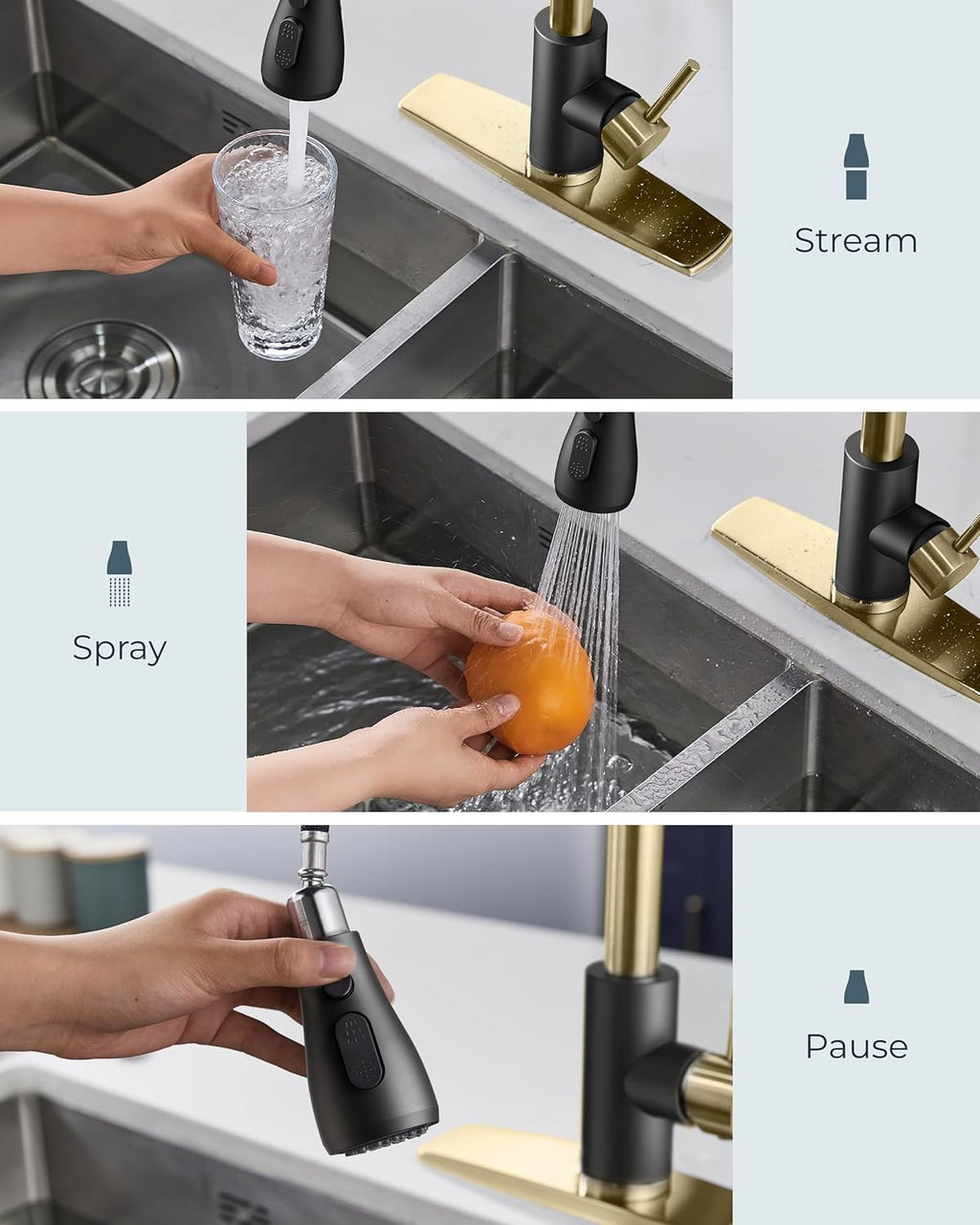 FORIOUS Touchless Kitchen Faucets, Brushed Nickel Kitchen Faucet with Pull Down Sprayer, Single Handle Smart Motion Sensor Kitchen Sink Faucet,Contemporary Hands-Free Sink Faucet for Farmhouse Laundry