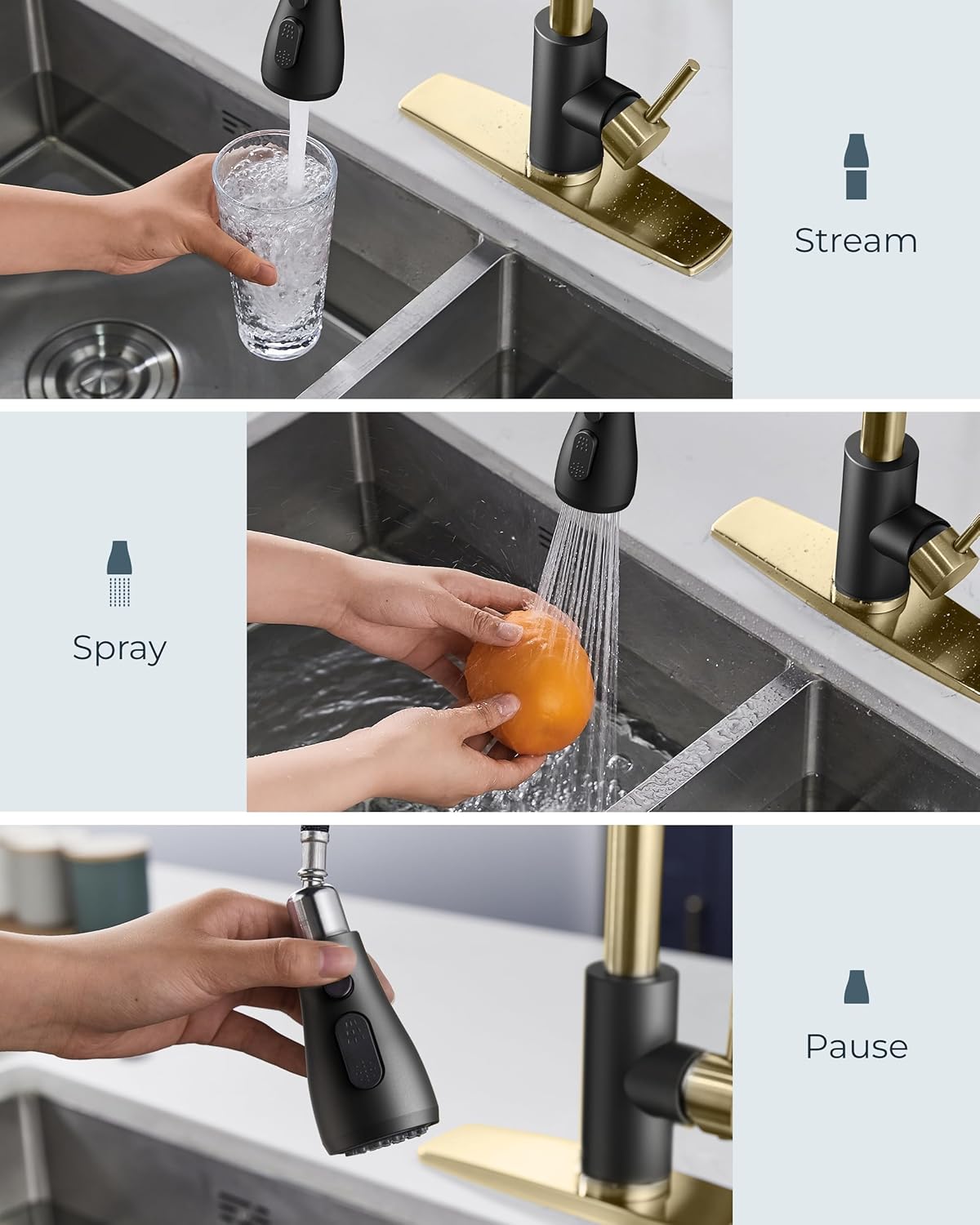 FORIOUS Touchless Kitchen Faucets, Brushed Nickel Kitchen Faucet with Pull Down Sprayer, Single Handle Smart Motion Sensor Kitchen Sink Faucet,Contemporary Hands-Free Sink Faucet for Farmhouse Laundry